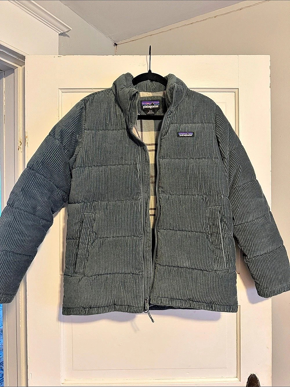 Patagonia Cord Fjord Coat Corduroy Puffer Blue Small